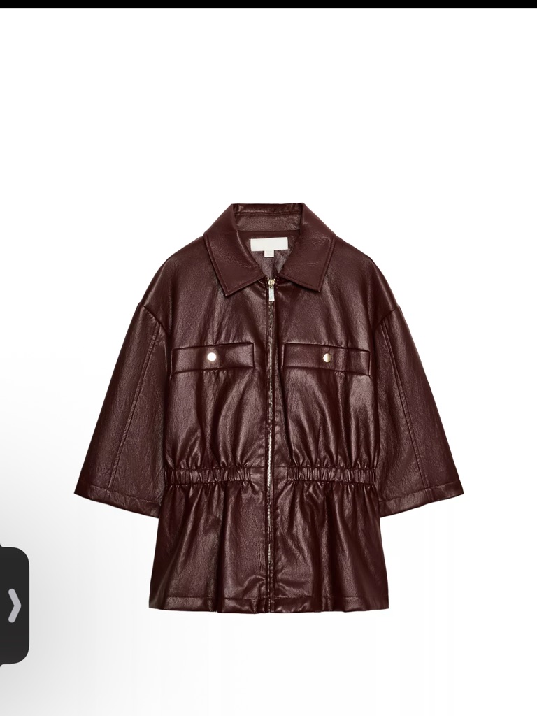 Zara Faux-Leather Drawstring Joggers Xl And Blazer L - Set - Maroon